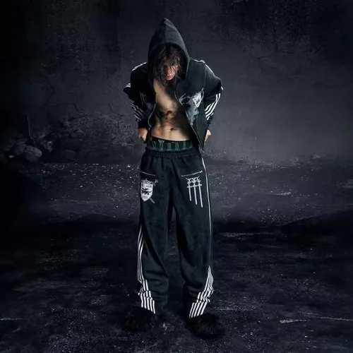 Suéter holgado gótico de talla grande de gama alta, pantalones, traje europeo americano Y2K, tendencia de otoño e invierno, venta al por mayor de nicho Ins