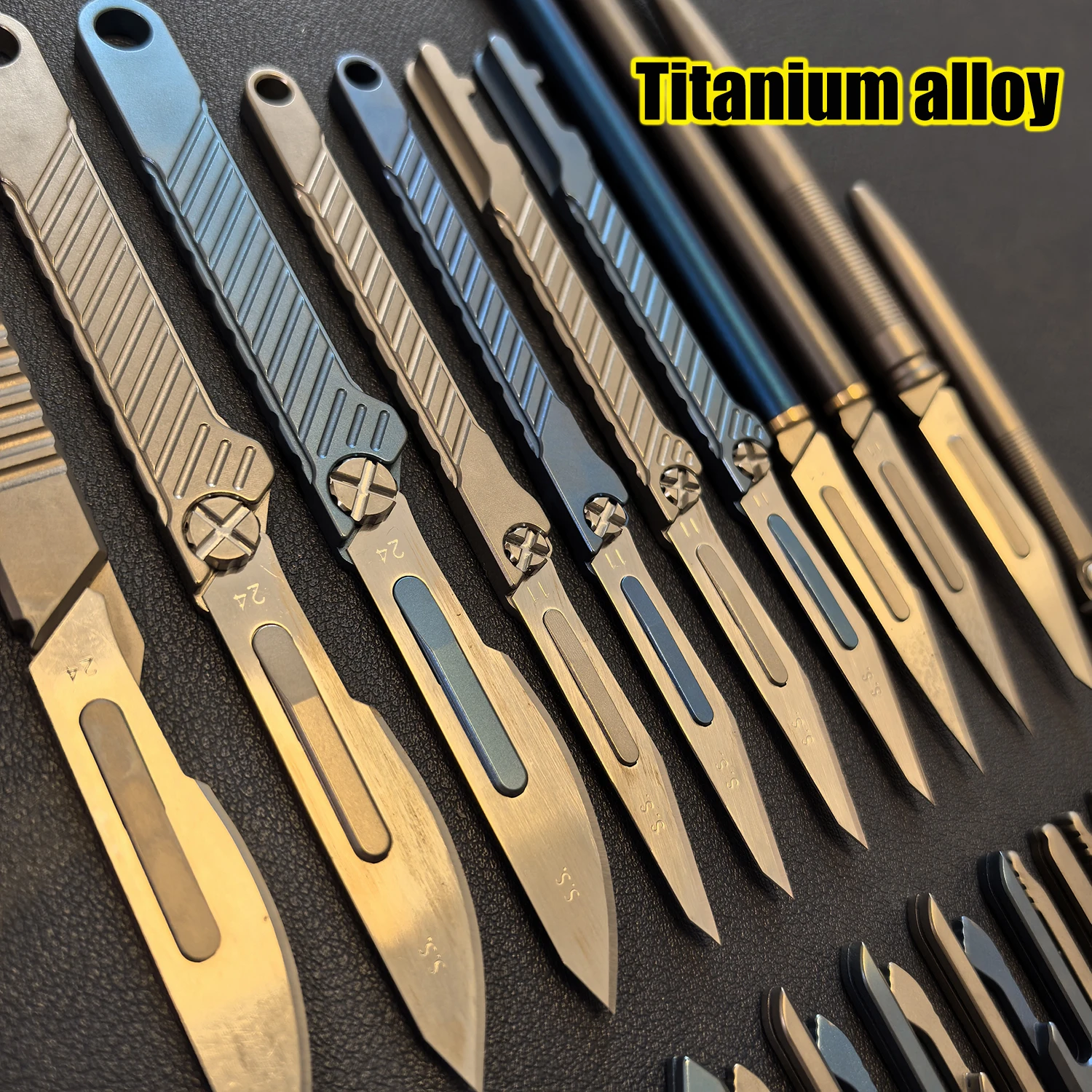 11Styles Titanium Alloy Utility Knife Pedicure Paper Knife Can Replace NO11/24 Blade EDC Portable Carving Knife Unpacking Tool