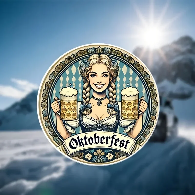 

1 шт. наклейка с изображением девушки с пивом на Октоберфест, водонепроницаемая виниловая наклейка, идеально подходит для ноутбука, бутылки с водой, скейтборда, автомобиля, украшения багажа