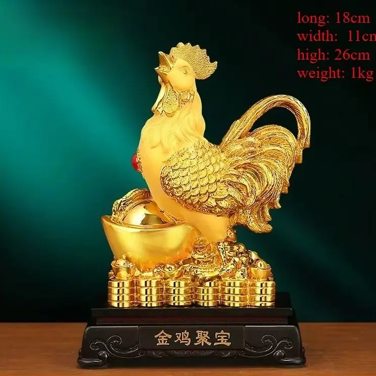 12 poulets du zodiaque porte-bonheur Jubao coq doré, décoration d'entrée, salon, maison, cadeau