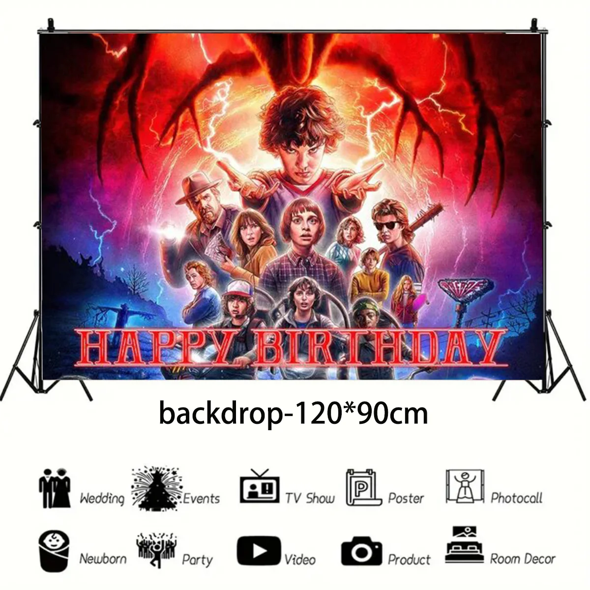 Umi Stranger Things 4 Theme Birthday Party Supplies Decorative Movie Balloon Banner Backdrop Cupcake Toppers Boys Kids Girl Gift