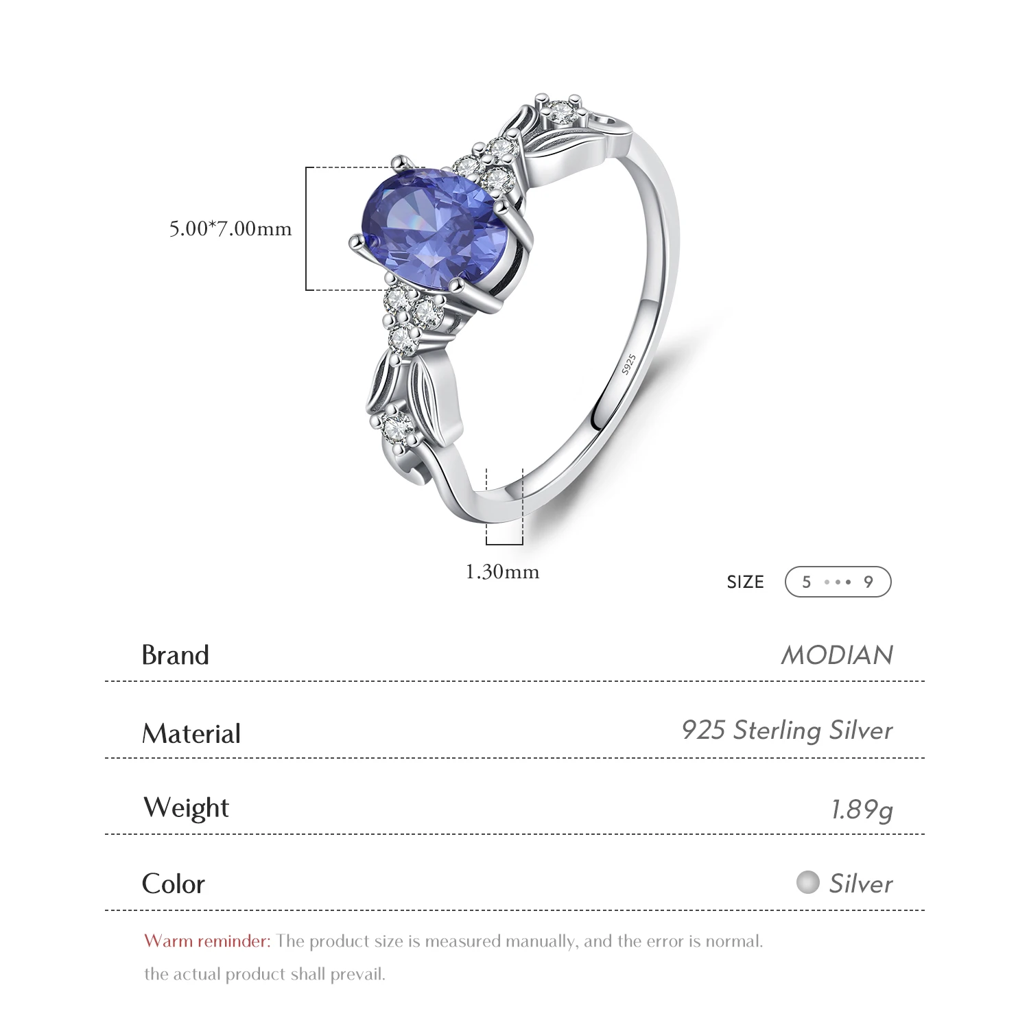 MODIAN 925 Sterling Silver Vintage Mermaid Tail Texture Rings Retro Tanzanite Color CZ Fashion Jewelry For Women And Girls