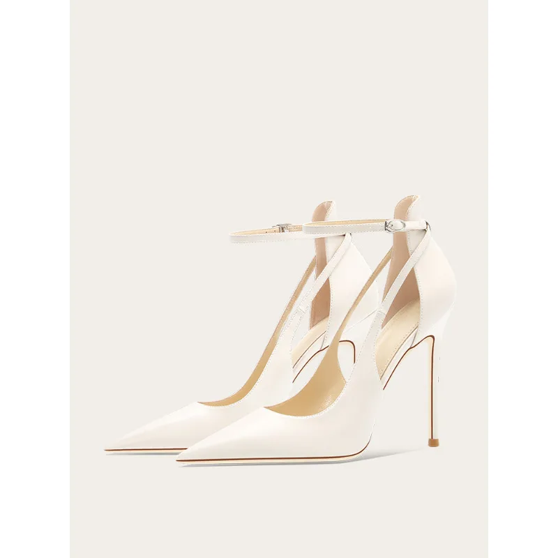 

Matte Leather Beige High Heels Pointed Toe Sandals Comfortable Stiletto Pumps for Women