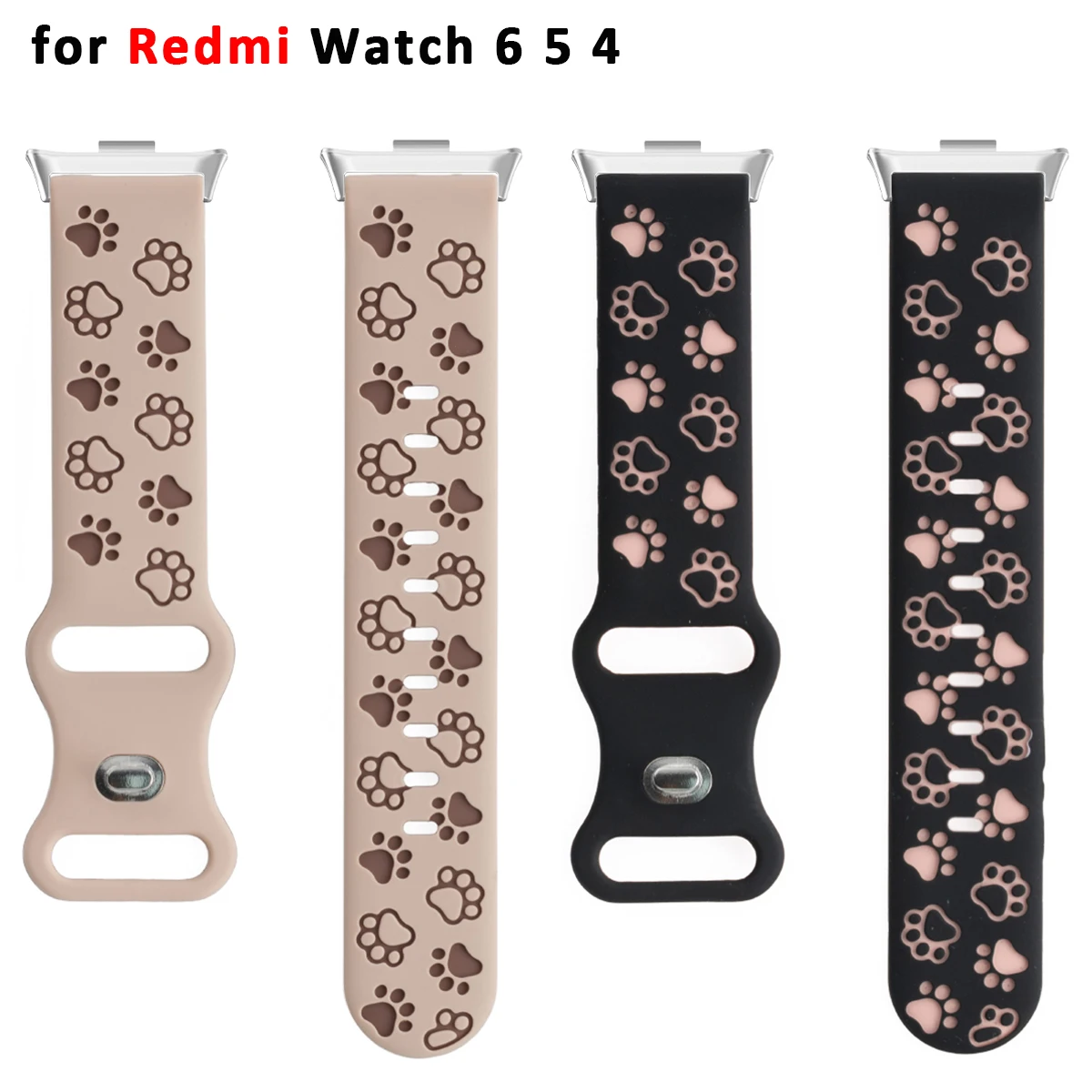 Weiches Silikonarmband für Redmi Watch 6 5 4, atmungsaktives Sportarmband für Xiaomi Mi Band 10Pro 9Pro 8Pro, Hundepfoten-Armband
