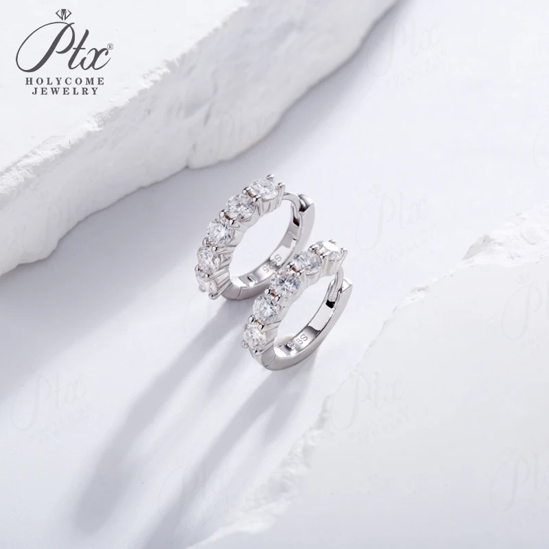 

Earrings Round Moissanite Lab Grown Emerald/Ruby/Sapphire Five-Yuan Coloured Gem 925 Sterling Silver Hypoallergenic Fashion Gift