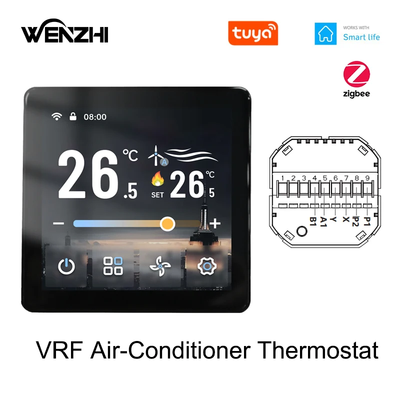 ZigBee VRF Central Air Conditioning Thermostat Digital Temperature Controller Tuya Smart Life Remote Control Home Automation