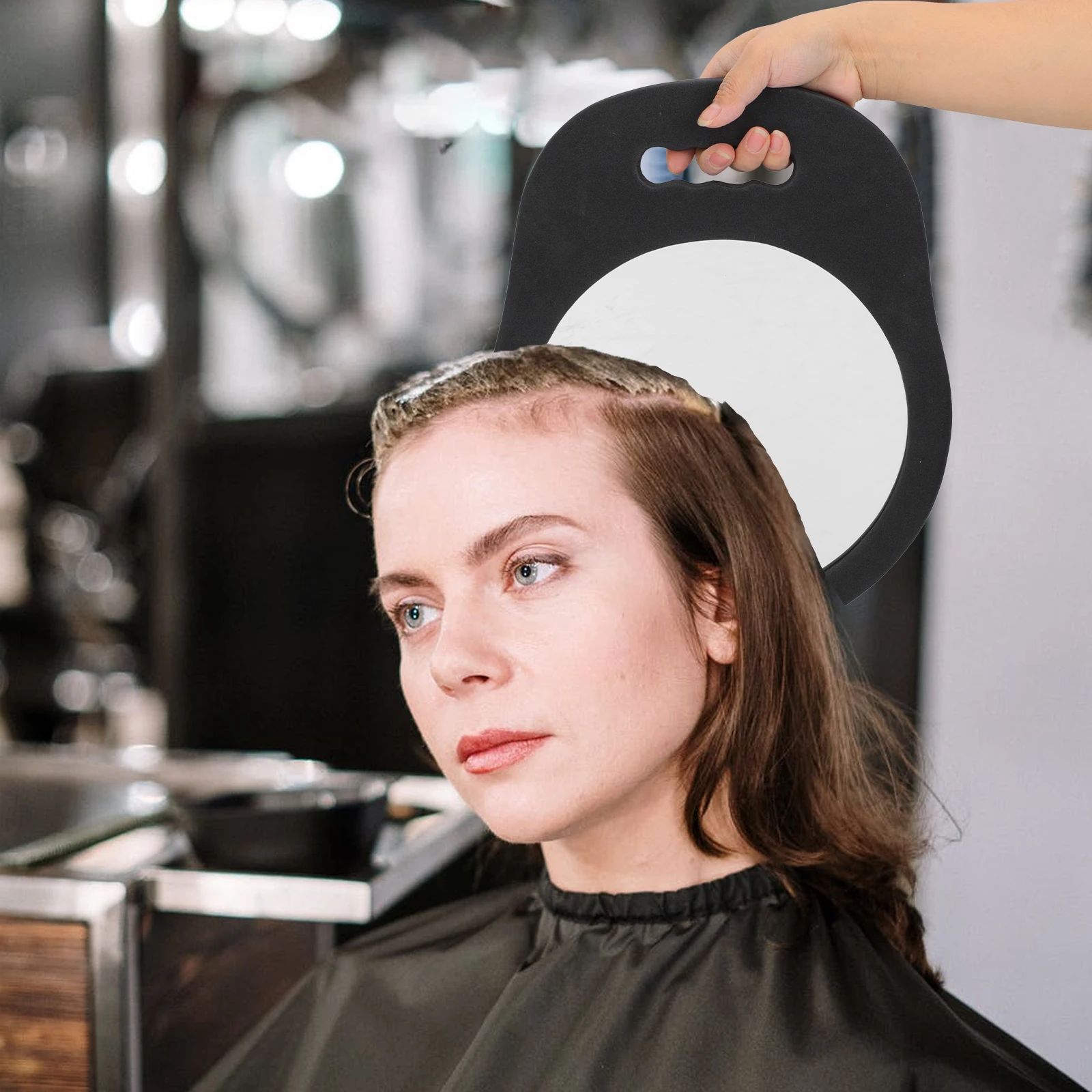 

Round Handheld Mirror with Foams Frame Clear Surface Perfect for Hair Salon Barber Shop Makeup Travel Portable Use