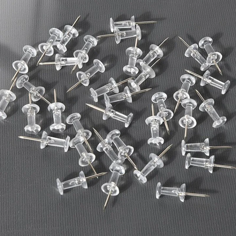 80Pcs/Set Plastic Transparent Push Pins Thumb Thumbtack Board Pins Drawing Photo Wall Studs Office School Supplies