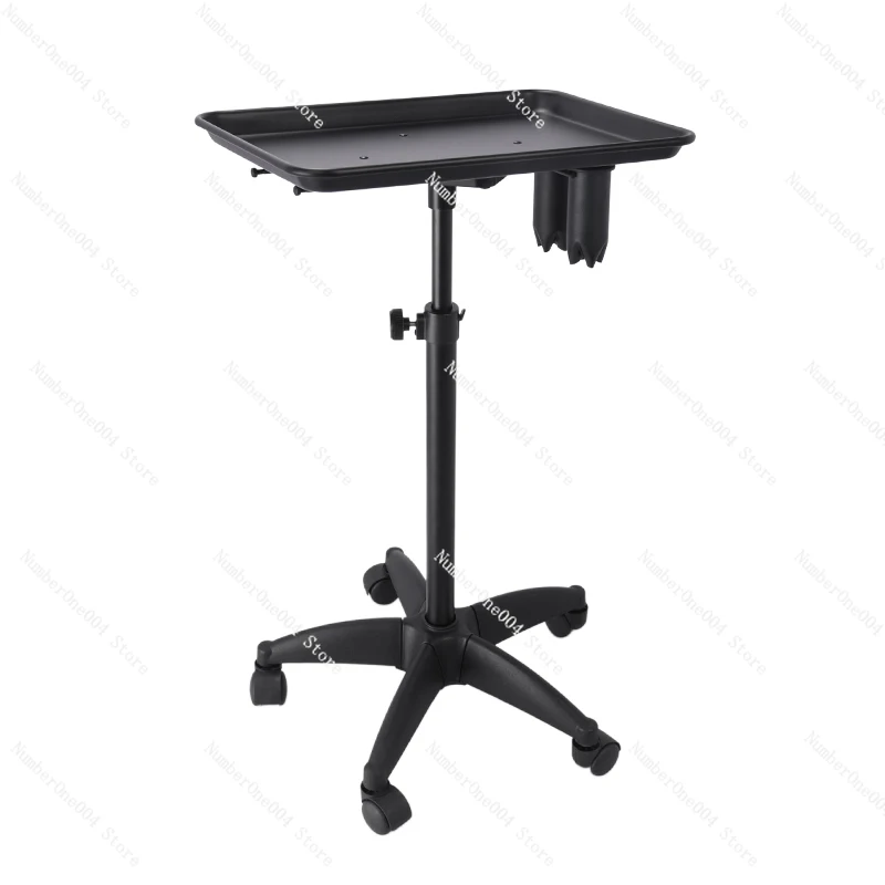 

Salon Tray with 2 Cups and 1 Metal Ring Rolling Utility Cart, Adjustable Height Tattoo Tray on Wheels