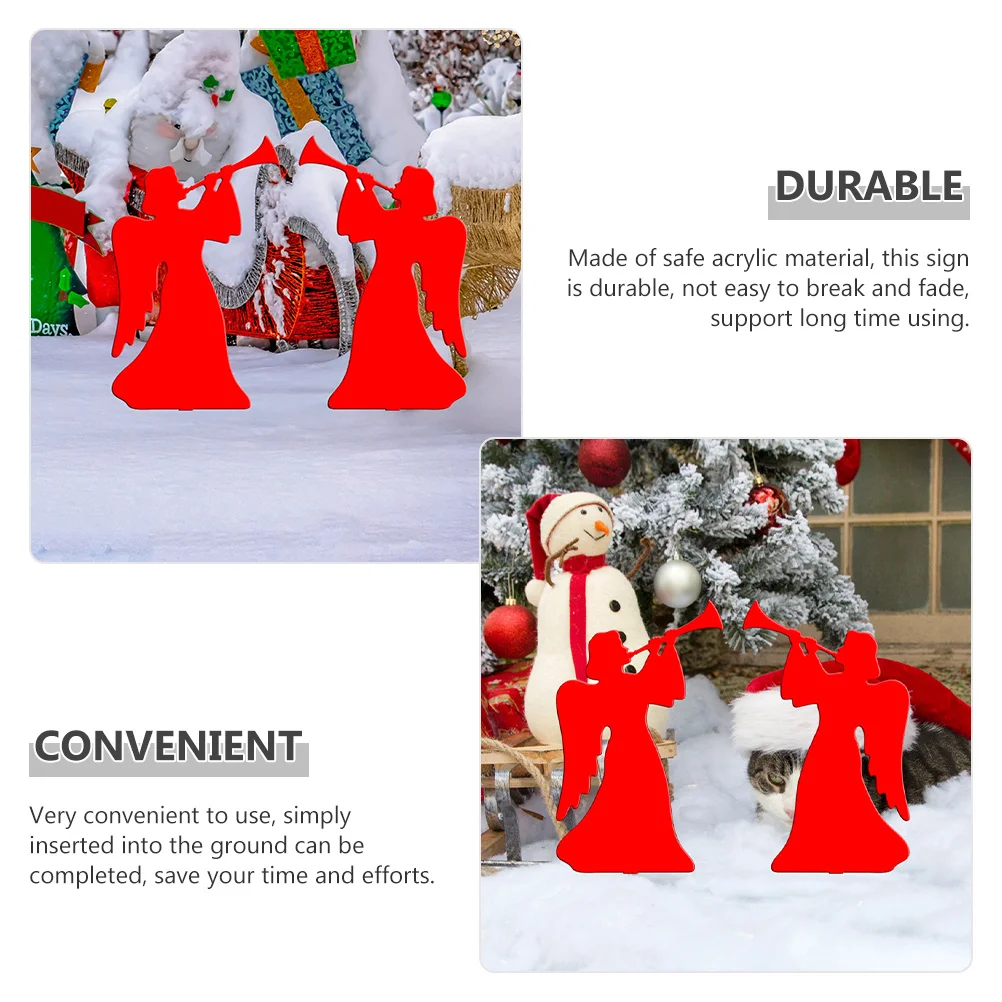 

2pcs Angel Garden Decorations Durable Acrylic Ground Insert Ornament For Outdoor Lawn Yard Christmas Landscape Decoration Bright