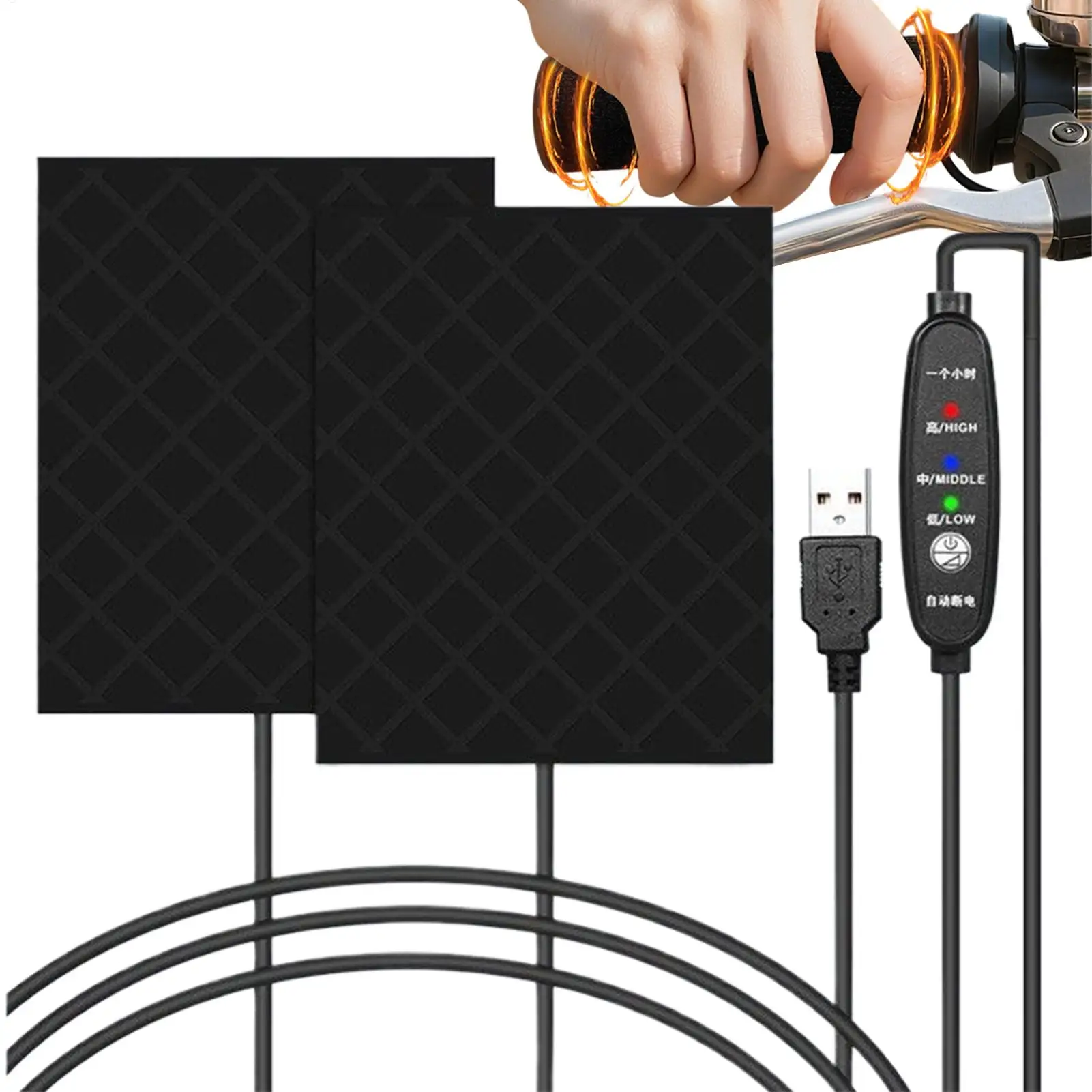 

Мотоциклетные ручки для руля с USB-подогревом, 3-ступенчатый контроль температуры, быстрый нагрев, неразрушающие наклейки, установочные грелки