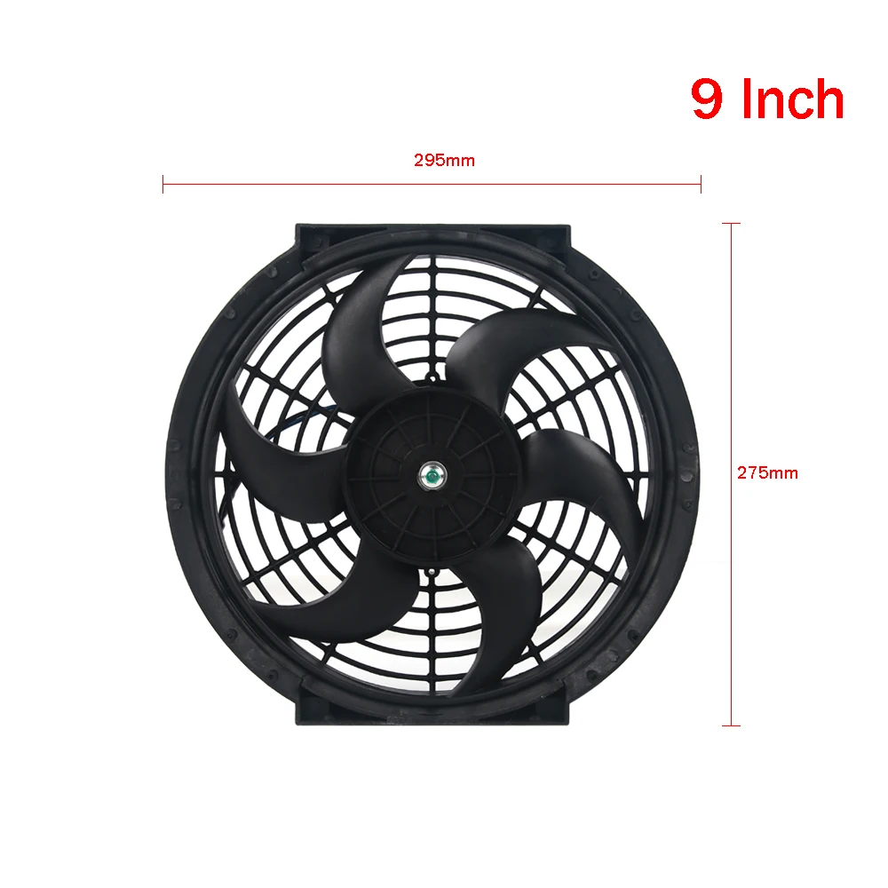 7/9 Inch Universal Slim Fan Push Pull Electric Radiator Fan Air-Sucking Type Cooling & Mounting Kit 12V 80W 2100RPM