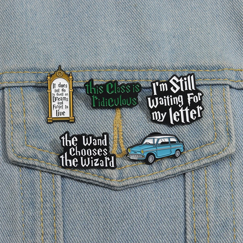 Magic Book Butterfly Key Spell Enamel Pins My Broom is in The Shop Fantasy Magic Movie Wizard Brooches Lapel Badge Jewelry Gifts