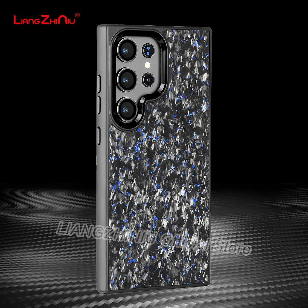 

Чехол для телефона из настоящего углеродного волокна для Samsung S25 Ultra/S25 +/S25, магнитная зарядка, металлический каркас, ПК + противоударный чехол из ТПУ для S24/S23