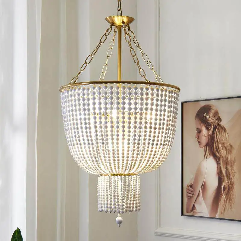 Luxury French Vintage LED Pendant Light for Villa Lobby Living Room Chandelier Home Decor Crystal Metal Indoor Lighting Fixtures