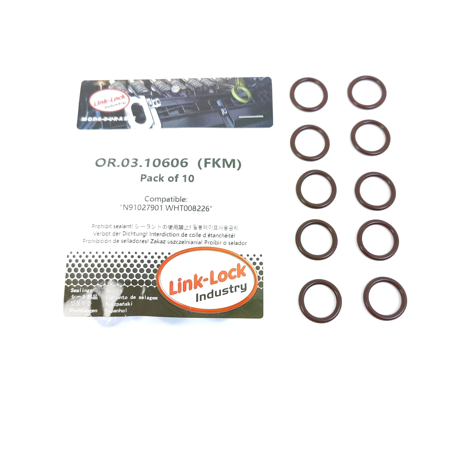 10PCS OR.03.10606 FKM Viton Sealing O-Ring Kit of Injector N91027901 WHT008226 for Audi for VW
