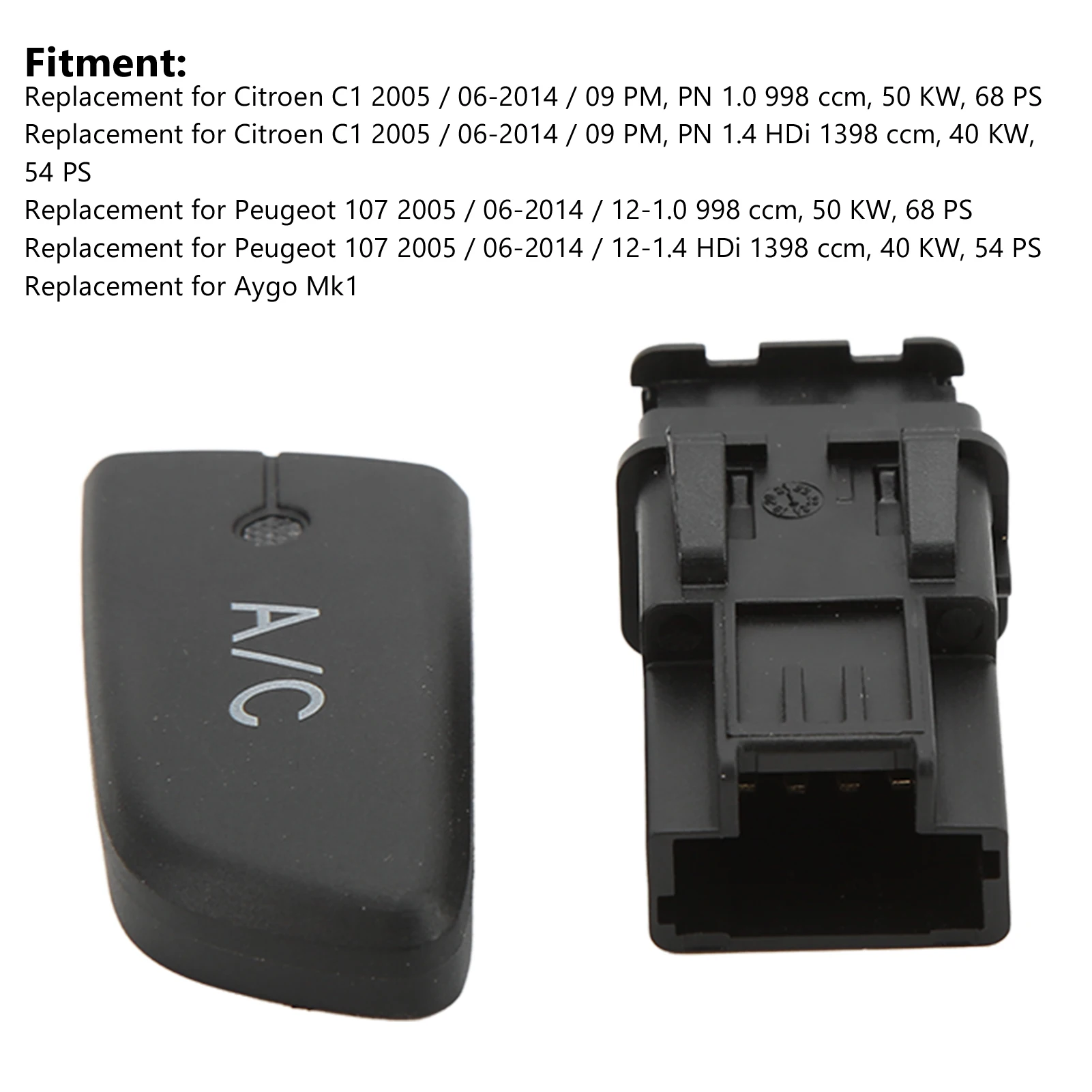 Air Conditioning Heater Button Air Conditioning AC  Push Button with  6554KX Replacement for  C1 2005‑2014