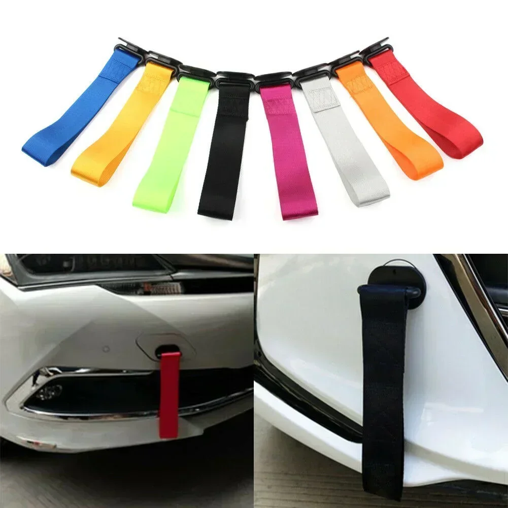 NEW Universal 245x50mm Nylon Tow Strap – Front/Rear Bumper Rally Tow Rope with Hook