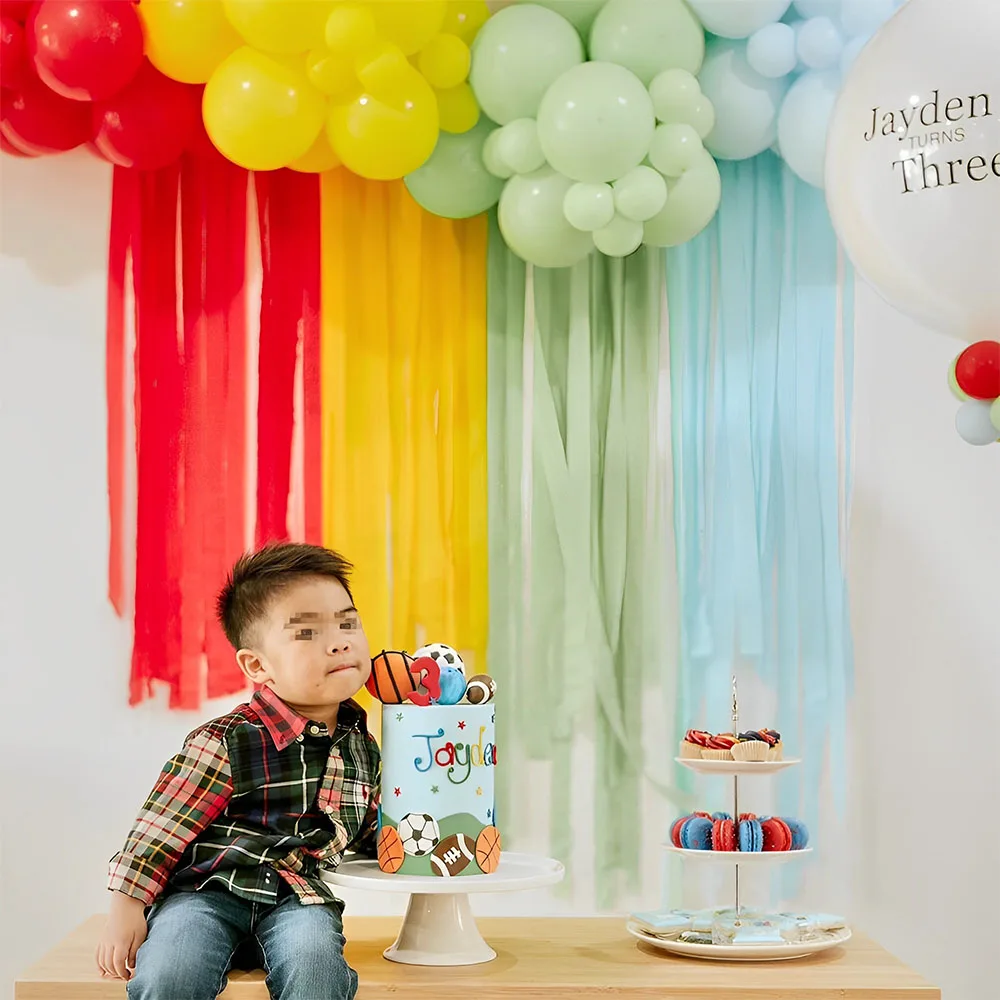 6Pcs Colored Crepe Paper Roll DIY Origami Party Decor Rainbow Streamer Wrinkle Paper Backdrop Curtain Wedding Baby Shower Supply