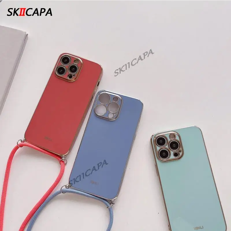 ل Xiaomi 15T Crossbody قلادة الحبل Lanayard تصفيح جراب هاتف ل Xiaomi Mi 15 T 15T 17 برو ماكس غطاء سيليكون مطلي #4