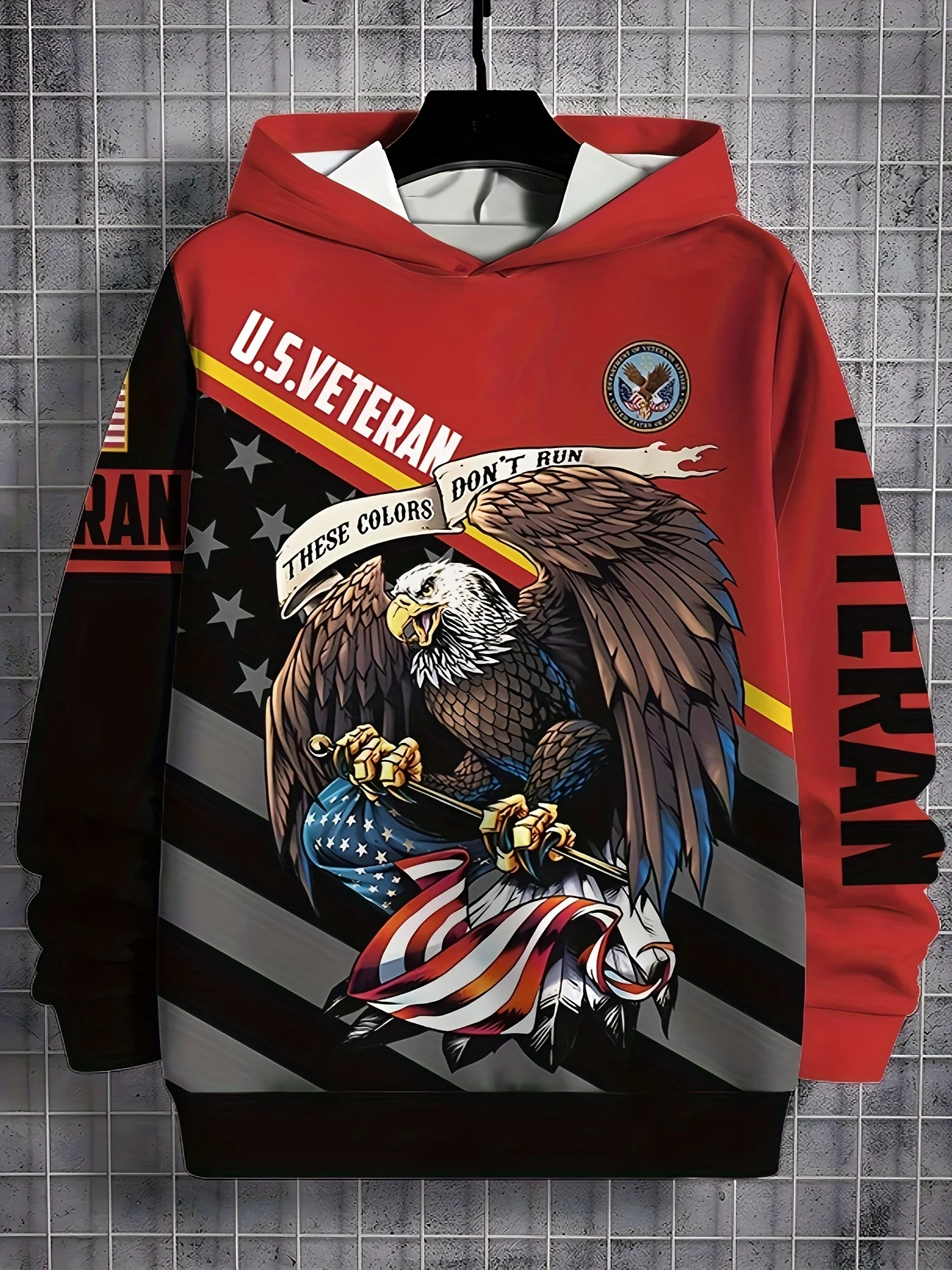 

Men's Eagle Graphic Print Hoodie, Casual Long Sleeve Hooded Sweatshirt for Outdoor