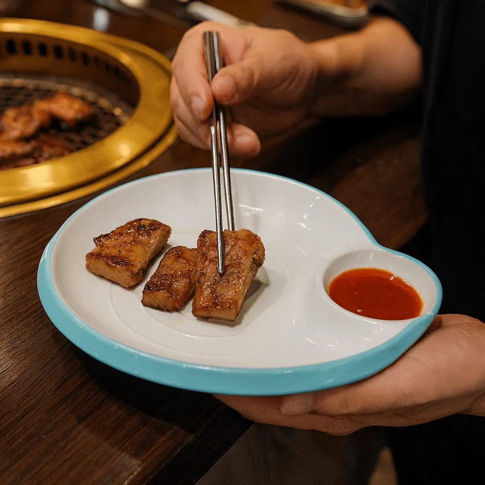 Plato de bola de masa de melamina, bandeja gruesa resistente a caídas para servir aperitivos con plato de vinagre, plato para salsa que bloquea el Color, apto para lavavajillas