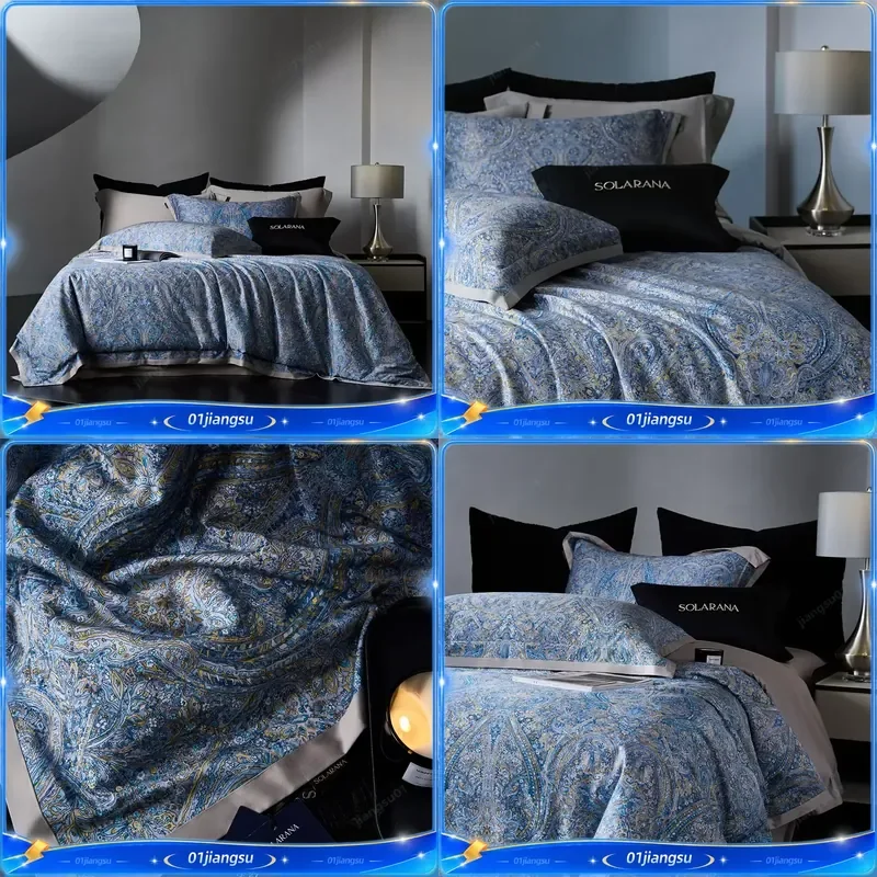 Svetanya Egyptian Cotton Bedding Set Ethnic Print Duvet Cover Sheet Pillowcase Soft Breathable Bed Linens Home Textile Decor