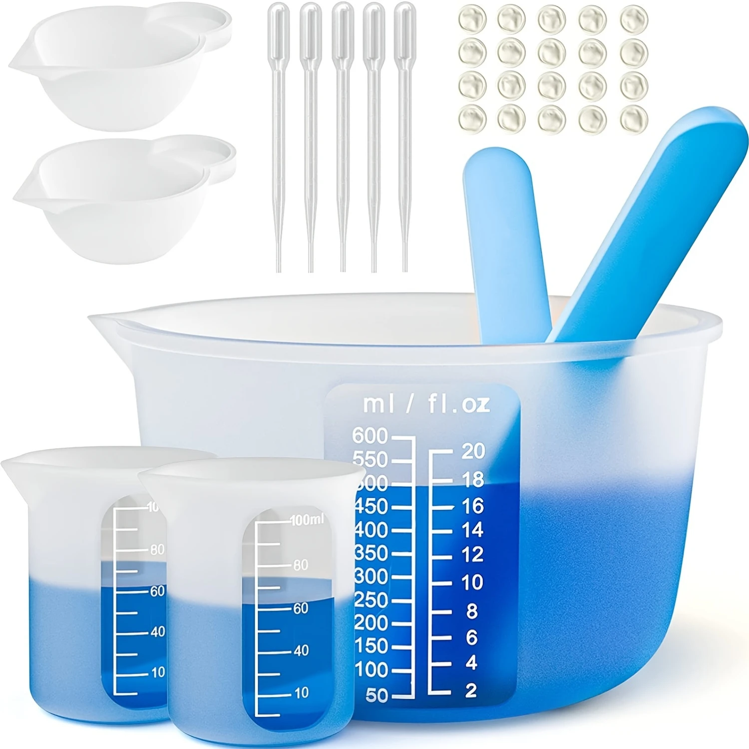 Premium Silicone Resin Measuring Cup Kit - Accurate DIY Tools for Hand Craft, Trendy Accessories, Safe Slime Measurement - Ideal