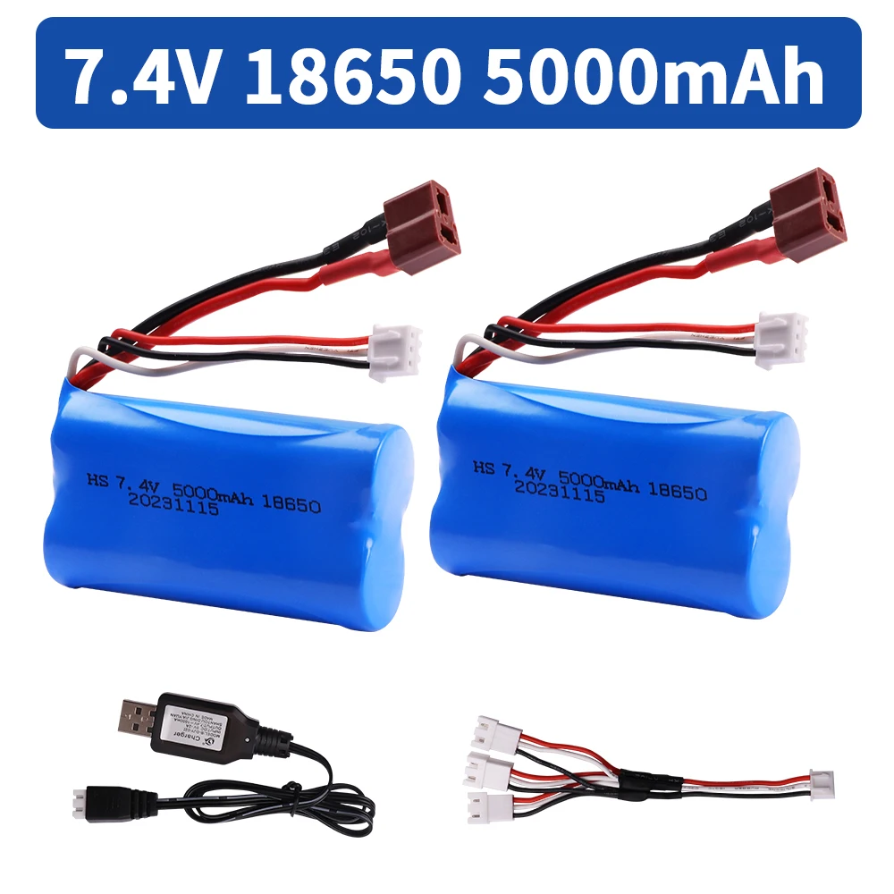 Upgrade 18650 7.4V 5000mah Battery for Wltoys 144001 A959-B A969-B A979-B K929-B 12428 12423 10428 Q39 RC Car Spare Parts 7.4 V