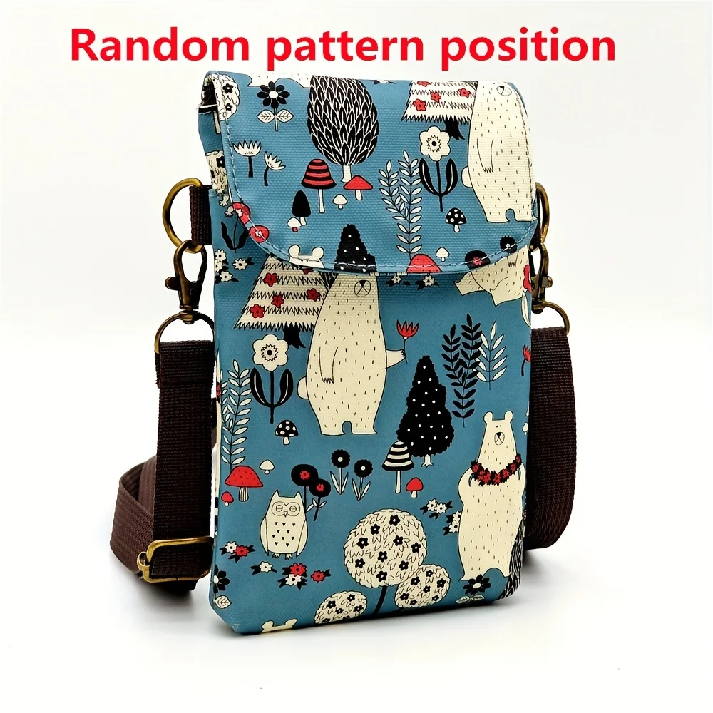 Niedliche Umhängetasche mit Katzen- und Tiermotiv, Kawaii-Stoff-Handytasche, kleine Umhängetasche mit verstellbarem Riemen, Geldbörsen und Handtaschen – Detail 13