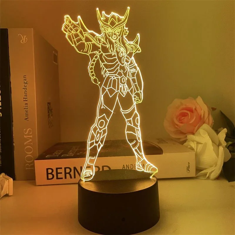New  Anime Saint Seiya 3D LED Night Lamp Knights of The Zodiac Night Light Kid Boy Bedroom Decor Action Figure Manga Gift