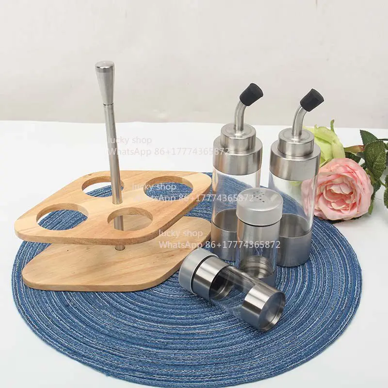 304 Stainless Steel Seasoning Tank Wooden Seat Commercial Restaurant Combination Household