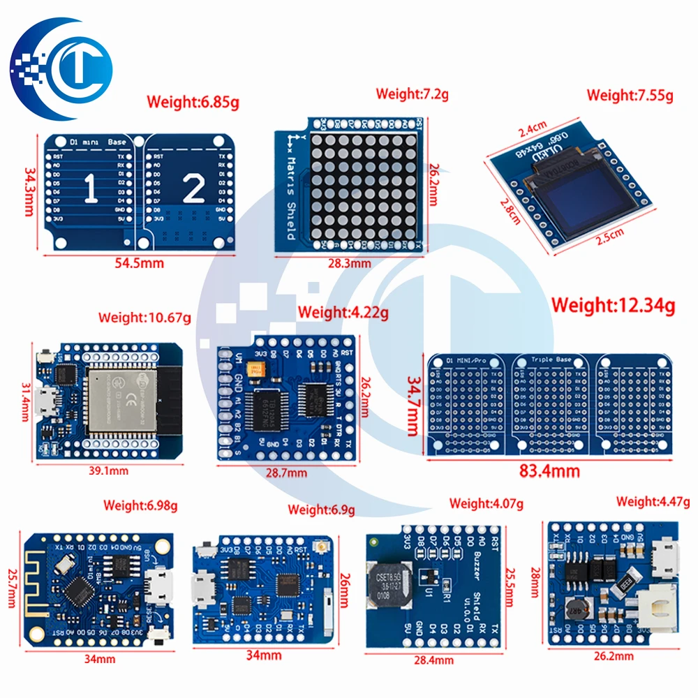 ESP8266 D1 Mini Pro WiFi Development Board NodeMcu 0.66 OLED DHT11 DHT22 buzzer Relay DS18B20 ESP32 Motor for WeMos DIY Kit