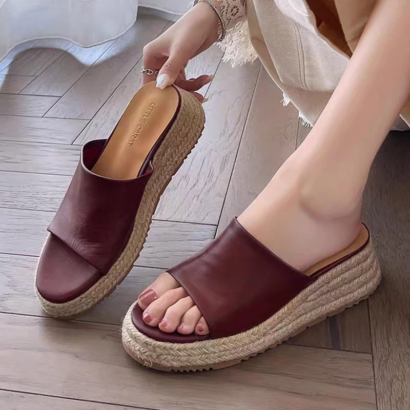 

Platform Wedges Women's Sandals High Heels Shoes Woman Slippers Summer 2025 Casual Weave Shoes Slingback Slides Mujer Flip Flops