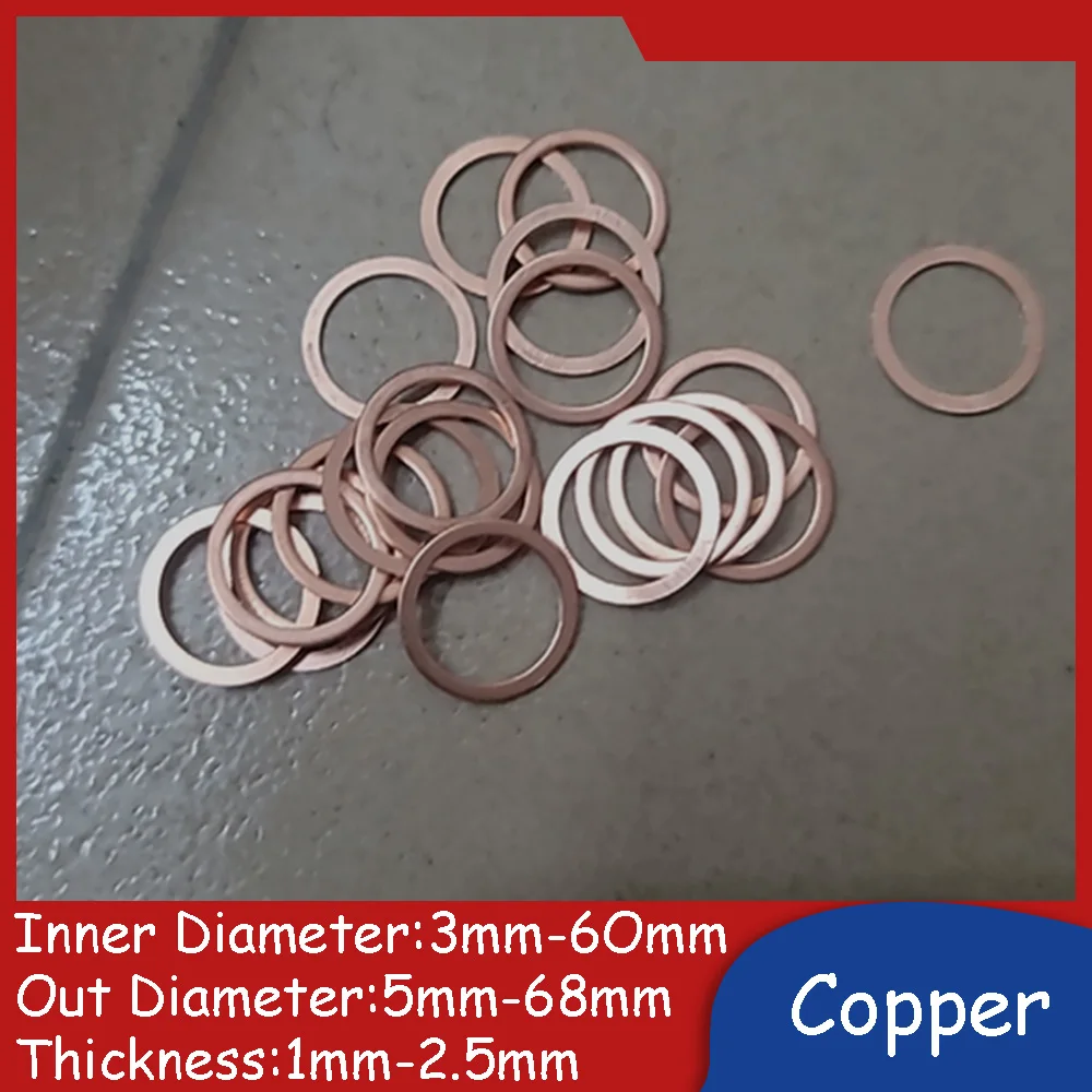 Copper Washers High-Temperature Resistant Thermally Conductive Round Gasket Heat-Sinking Washer Heat-Dissipating Spacer