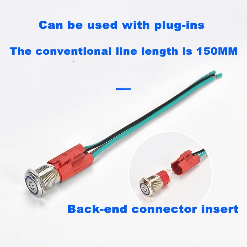 10A15A20A heavy current metal button switch 16 19 22mm automotive refit self-locking reset LED lamp start stop switch 12V24V220V
