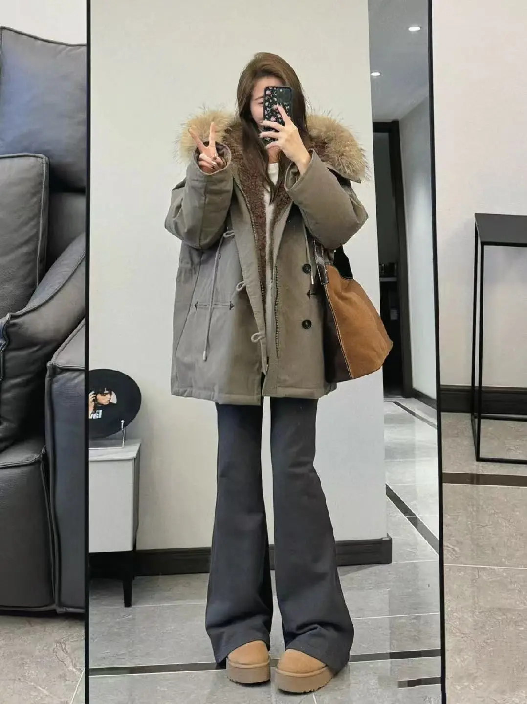 

Parkas Oversize Womens Fall Lining Outdoors Hooded Sporty European Style Women Heavy Waterproof Simple Mid-Length Lady Loose-Fit