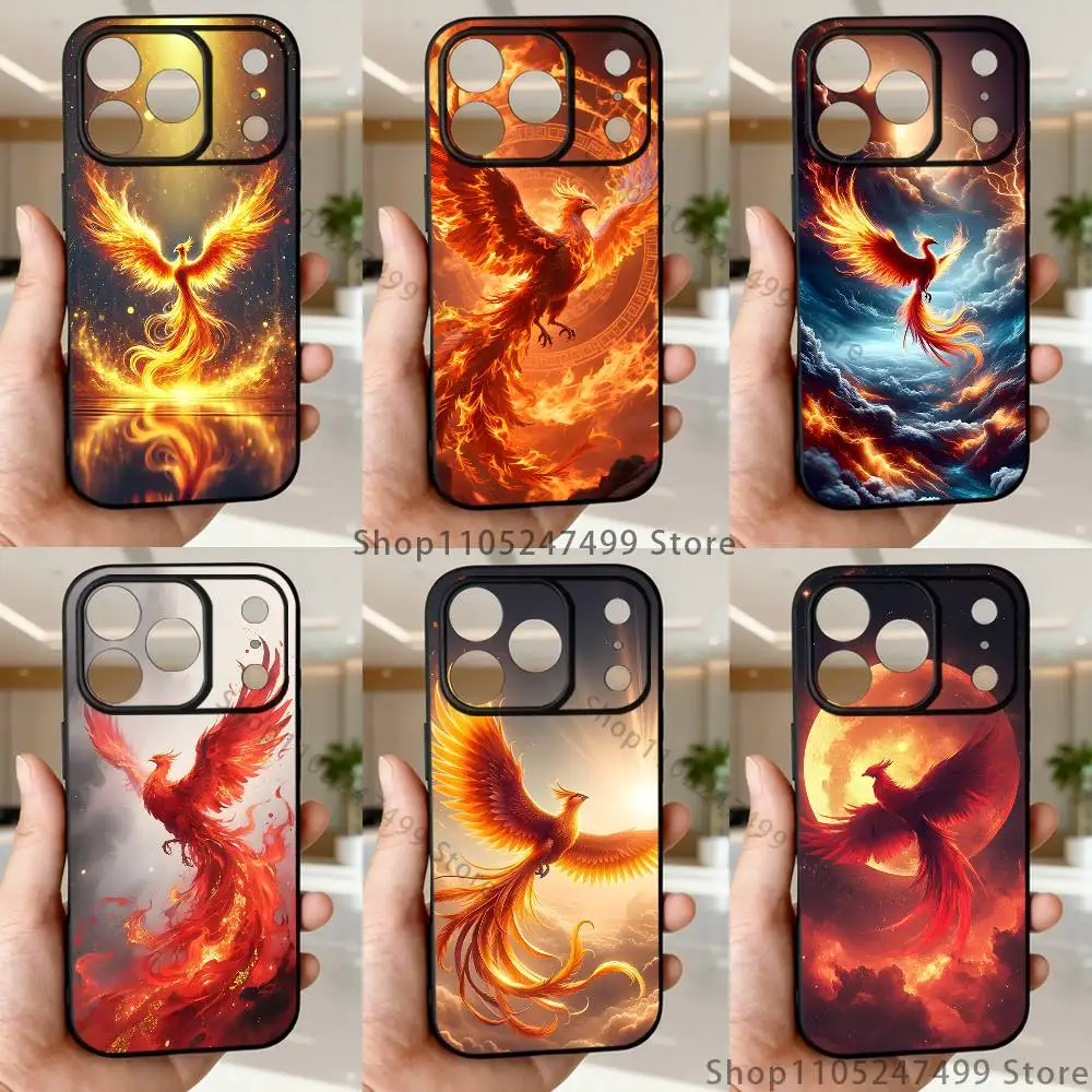 

Phoenix art Phone Case For iPhone 17,16,15,14,13,12,11,Pro,Max,Plus,E,SE4,Air,Mini Black Soft Funda