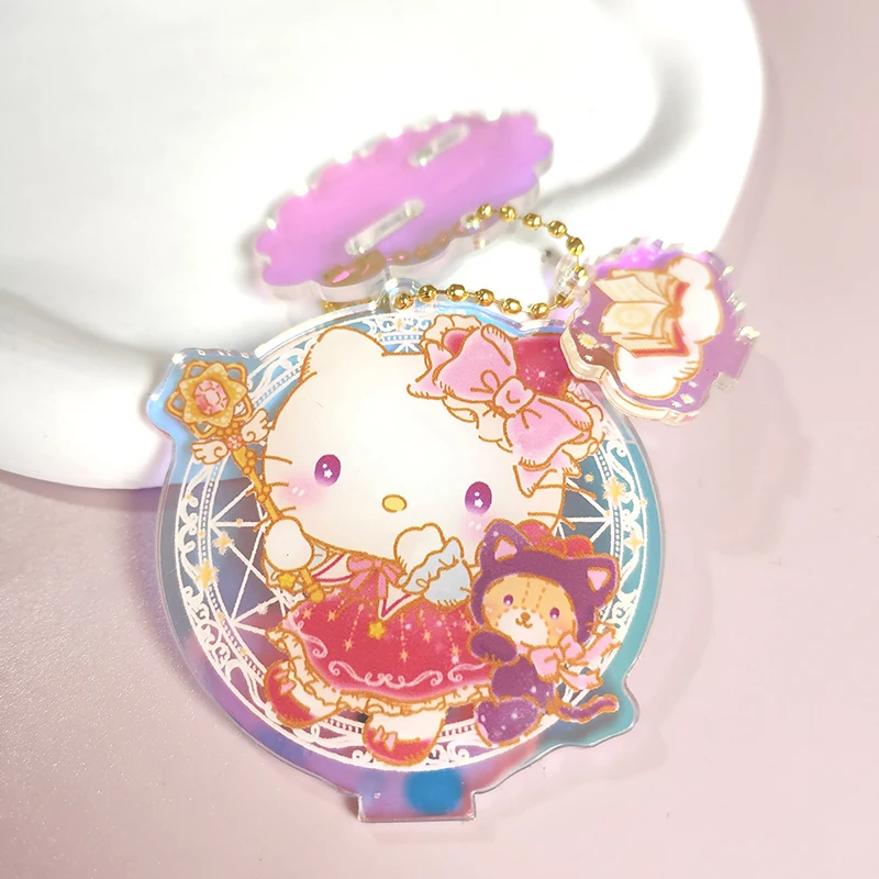 Anime Sanrio Stand Sign Acrylic Laser Hello Kitty Cinnamoroll My Melo Kuromi Pendant Cartoon Pendant Bag Accessories