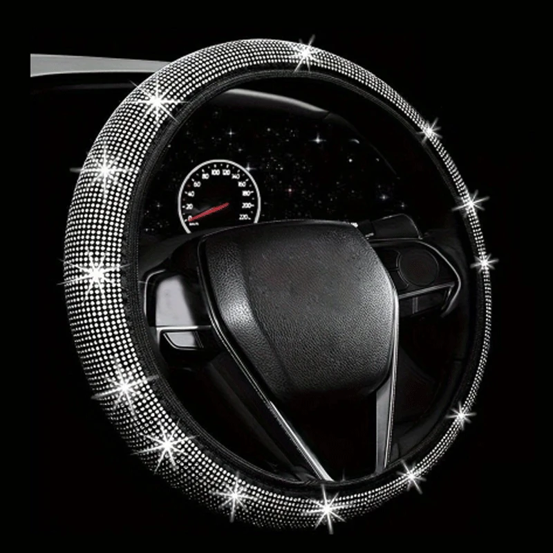 Car Accessories Set 30 Piece Women Bling Universal Steering Wheel Cover Shiny Air Outlet Coasters Tools Hook L Hand Brake Etc.