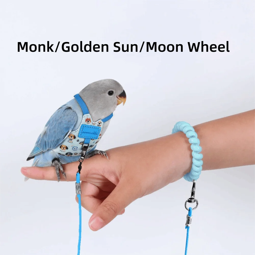 New Breathable Parrot Flying Harness Anti-Bite Comfortable Parrot Flight Harness Adjustable Bird Walking Leash Small Parrots