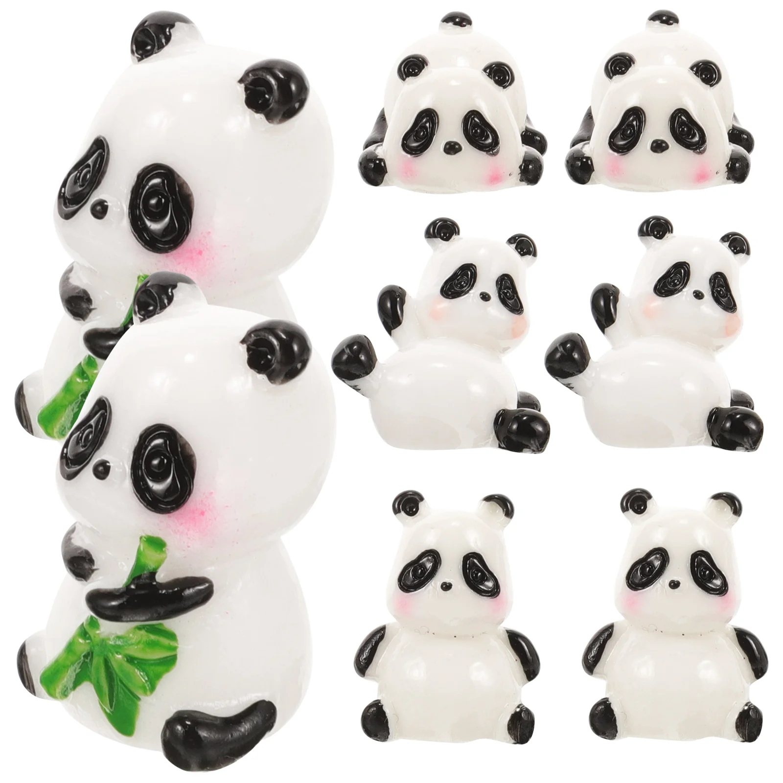 Garden Panda Statue Mini Ornament Baby Toy Scene Decors Chinese Style Cake Decorations Resin