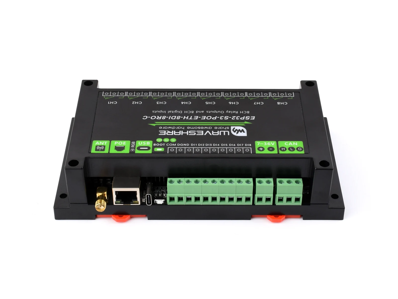 Industriële ESP32-S3 WiFi-relaismodule, ingebouwde geïsoleerde CAN-interface, ingebouwde Xtensa 32-bit LX7 dual-core processor, met Mu