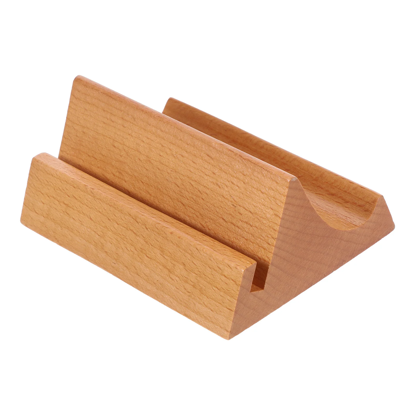 

1pc Dual Slot Wooden Phone Stand Calendar Holder Desktop Card Display Base Mobile Holder Tabletop Flip Rack Greeting Stand