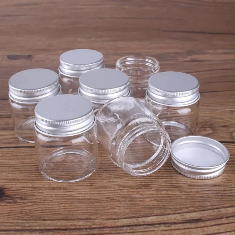 32x 50ml Clear Empty Glass Bottles With Aluminum Screw Lids Face Cream Storage Vials Test Sample Jars Containers For for Storing