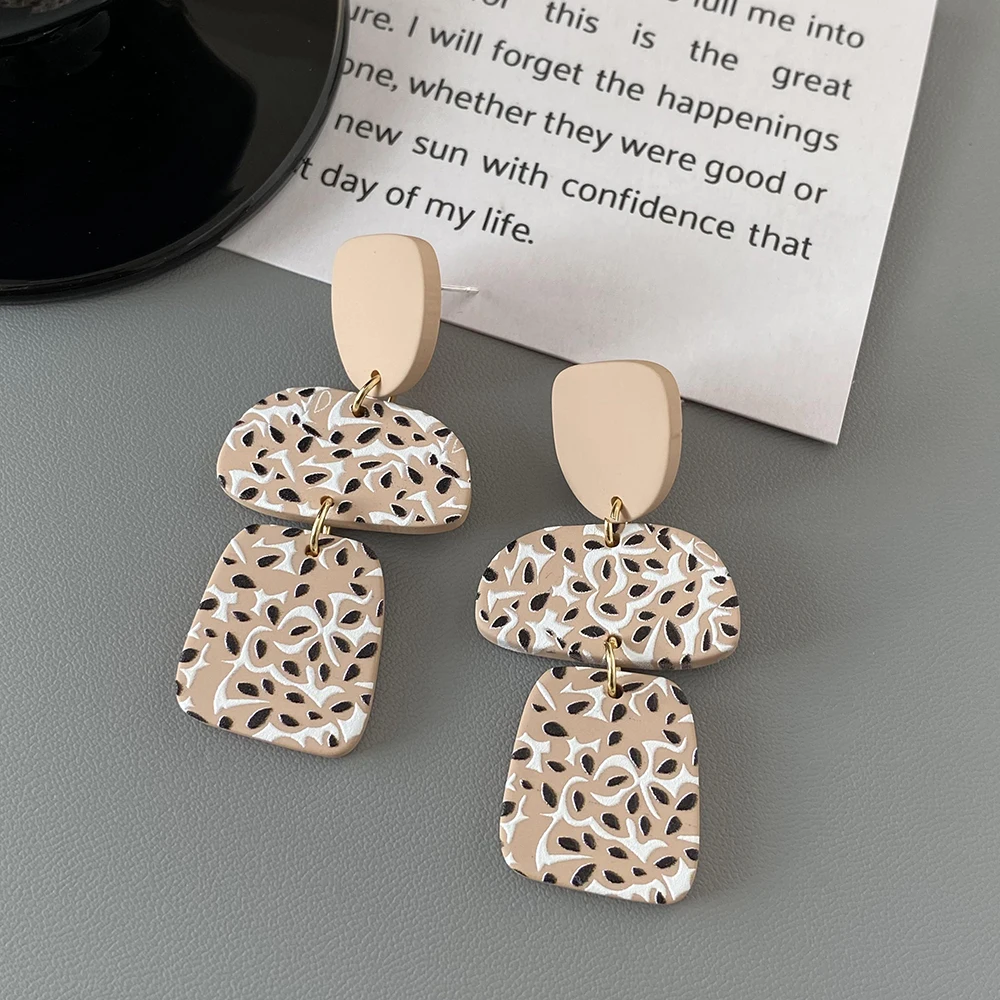 Lifefontier Sweet Pink Acrylic Flower Pattern Drop Earrings For Women Geometric Resin Butterfly Wedding Dangle Earring Jewelry