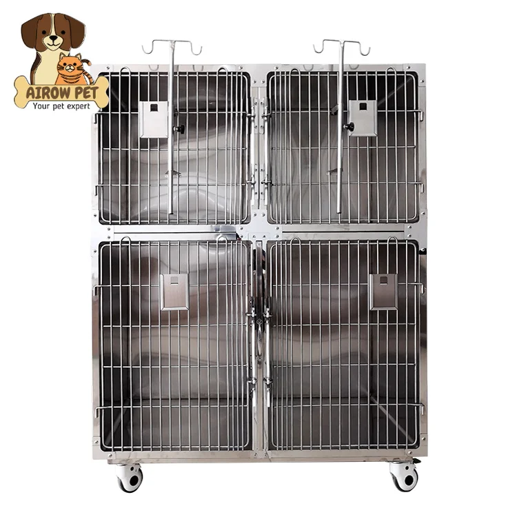 AIROW PET  High Quality Veterinary Cages Stainless Steel Pet Display Cage for Vet Clinic Dog Kennel Cages