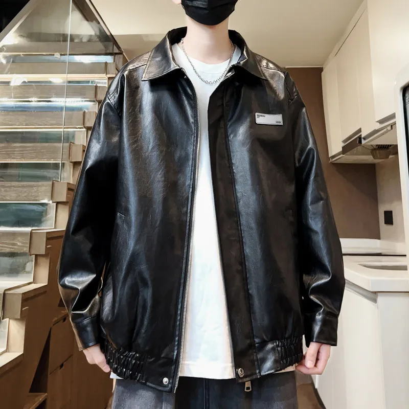 

Мужская куртка-бомбер American Sle, осенняя, в стиле ретро, с воротником, для байкеров, в уличном стиле, длинная, ветрозащитная