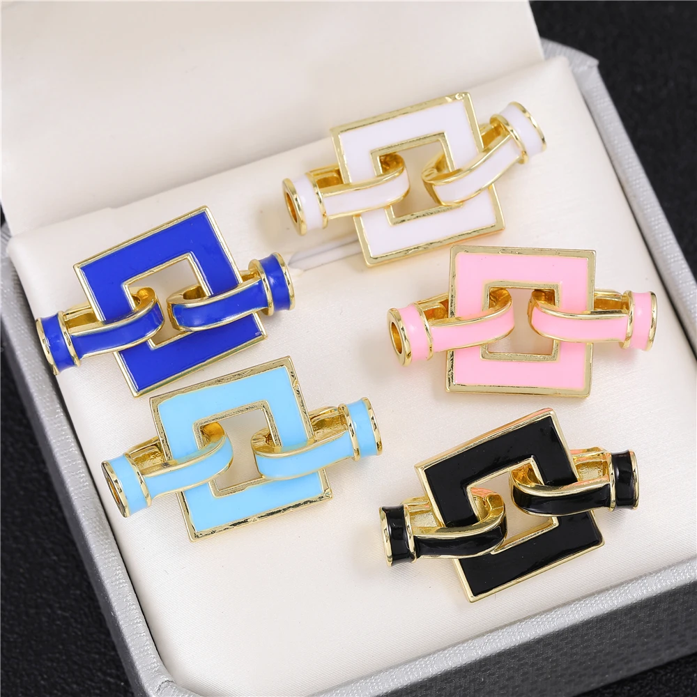 Juya New Simple Square Vintage Connector Clasp For Jewelry Handmade Making Components Clasps Accessories Long-lasting Color Gift