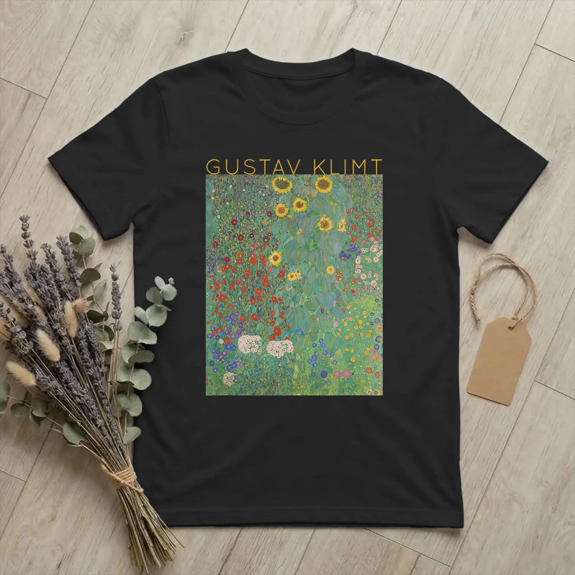 Men T-Shirts Gustav Klimt Sunflowers Artists Awesome 100% Cotton Tees Short Sleeve Classic Art T Shirts Crewneck Clothing Summer